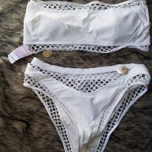 Mesh two piece bikini White forever 21